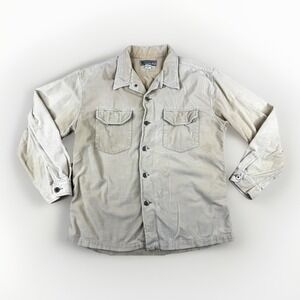 Vintage Rusty Corduroy Button Up Shirt Jacket Mens Lg Cream Y2K Cotton Shacket